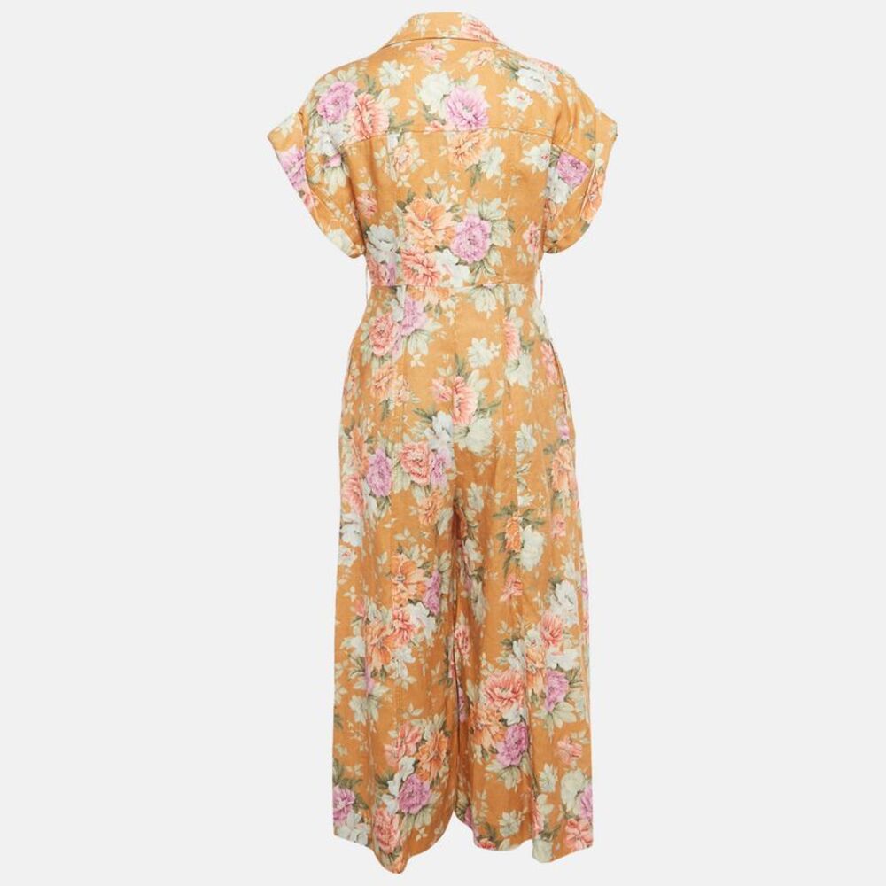 Zimmermann Brown Floral Print Linen Jumpsuit M - Picture 2 of 5